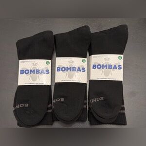 THREE PAIR BOMBAS BLACK XL CREW SOCKS NWT #86